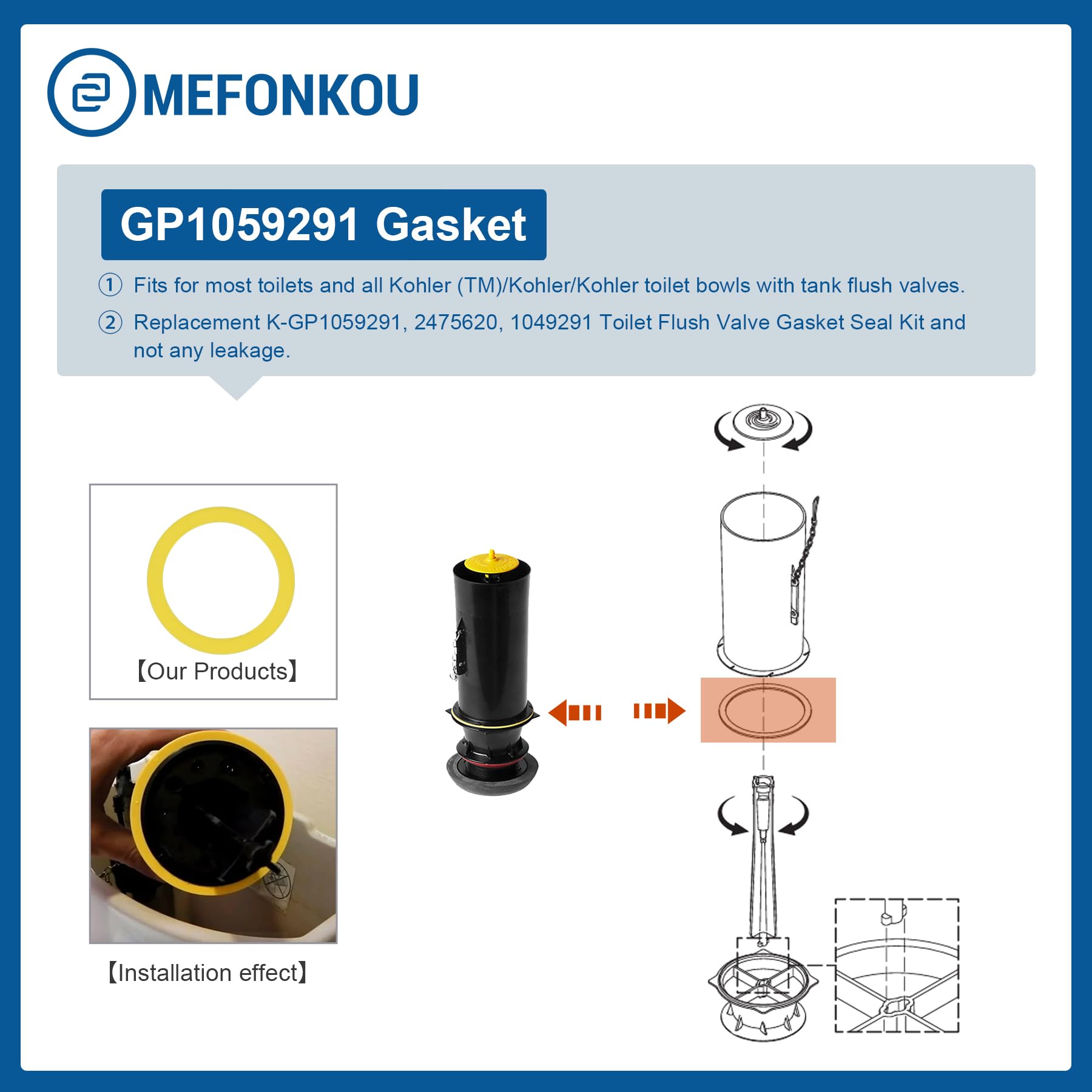 Amazon.com: K-GP1059291 Flush Valve Seal Gasket for Kohler Toilet